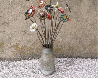 Industrial Vase Tall Flower Metal Vessel Holder Table Centerpiece Steampunk Wedding Mens Industrial Vase Tall Flower Metal Vessel Holder Table Centerpiece Steampunk Wedding Mens