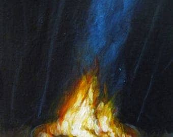 Campfire - original daily painting by Kellie Marian Hill