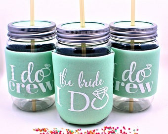 Bachelorette Party Cups, Cooler, Bachelorette Party Favors, I Do Crew Cups, Mint