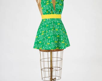 Womens Retro Green Floral Marilyn Apron