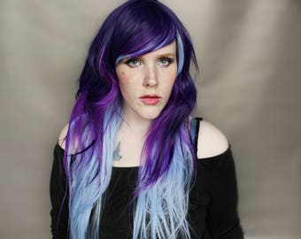 SALE Pastel wig | Purple wig, scene wig, cosplay wig | Purple Blue Long Wavy wig | Celestial Fae