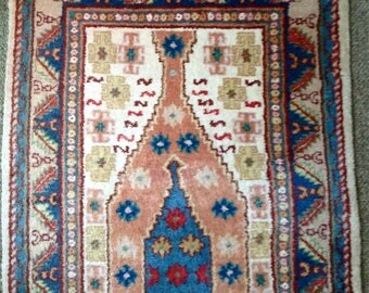 Genuine Hand Knotted Iranian Matana Rug 2.5' x 10' 100% wool pile, natural vegetable dyes, vintage.