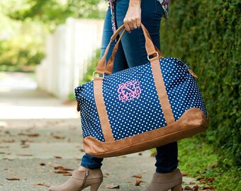 Personalized Polka Dot Weekender Bag-Embroidered Monogram Included