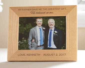 Personalized Father of the Groom Picture Frame: Custom Engraved Father of the Groom Gift, Wedding Parents Thank You Gift, SHIPS FAST