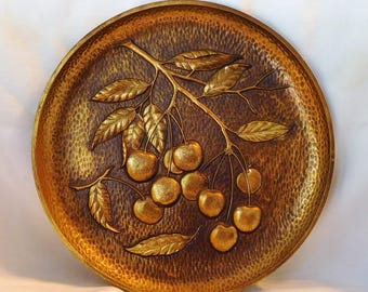 Cherries Plaque Syroco Wood Mid Century