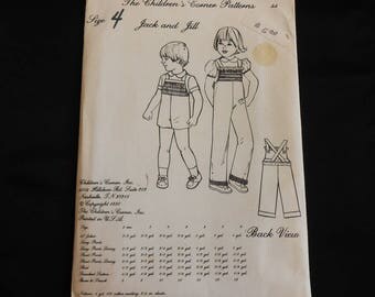 Children's Corner pattern Jack and Jill Unused size 4, Used Complete size 2 or 3 Gender Neutral Smocked Romper Overalls Sunsuit + Shirt 1980