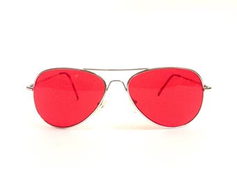 Vintage 90's Red Tinted Aviator Sunglasses