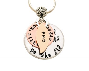 Graduation Keychain Inspirational Message Name Degree Personalised Gift Doctor Doctorate MD PhD RN PA Nurse Practitioner lpn Best Friend