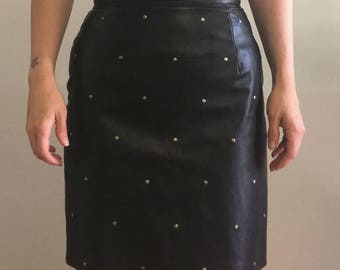Badass Vintage Danier Genuine Leather Studded Skirt Size 6