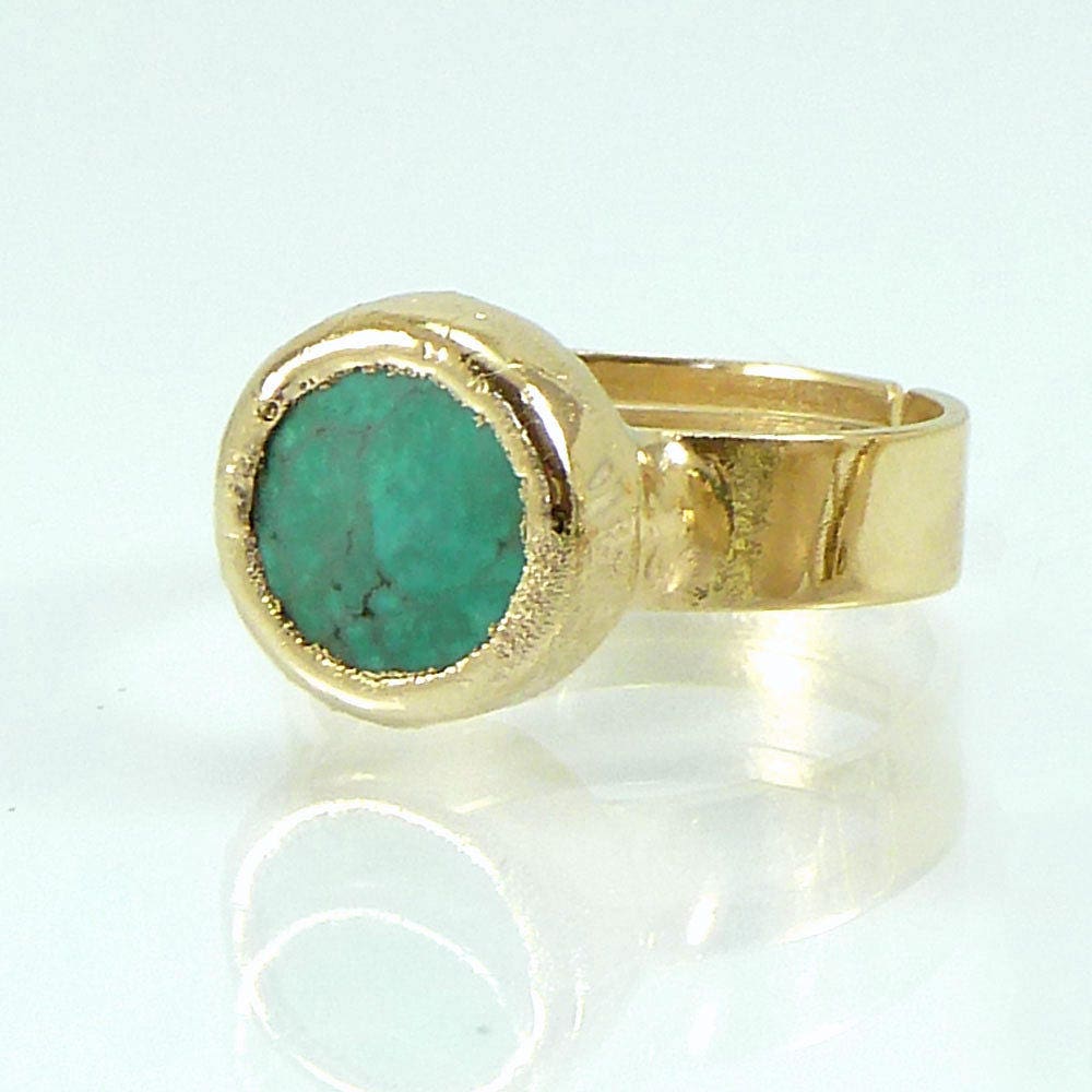 Turquoise Ring Stacking Turquoise Ring 24K Gold Plated