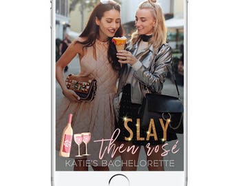 Classy Bachelorette Snapchat Geofilter, Birthday Party Geofilter, Champagne Rose Drinks Cute Bachelorette Filter, Fancy Simple Birthday