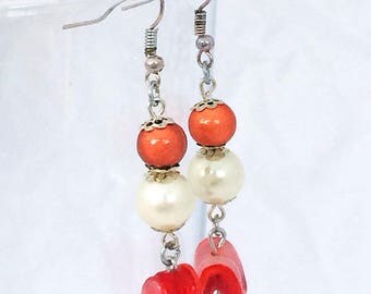 Red Earrings, Red Dangle Earrings, Long Earrings, Pretty Earrings, Hook Earrings, Gift For Her, Gift For Women, Drop Earrings, Jewellery