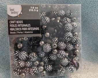 Beads, Black and Silver, Circle, Tear Drop, Ready to Ship