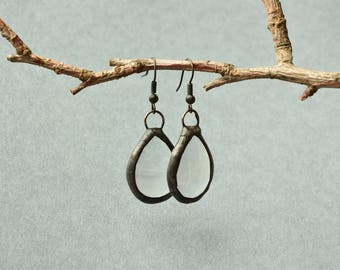 Bridesmaid magnifying glass earrings, transparent jewelry, Teardrop Bridal Earrings, boho earrings for brides, wedding earrings