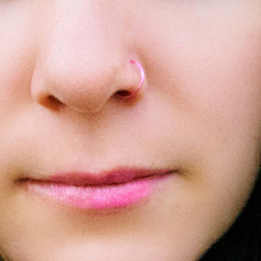 Pink Nose Ring Small Hoop Handmade Jewelry Hoop Nose Rings