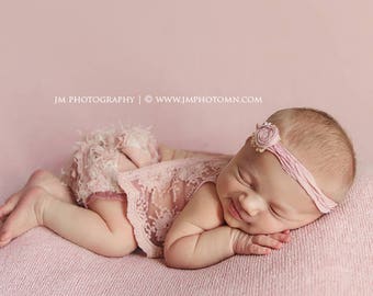 Newborn Lace Outfit, Newborn Photo Prop, Baby Girl Prop, Top & Panties, Baby Picture Prop, Newborn Romper, Newborn Props, Dusty Pink