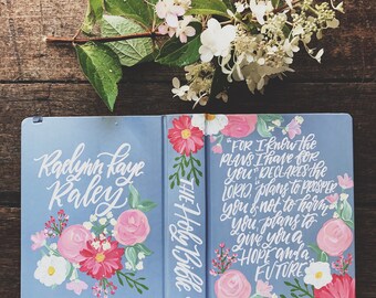 Hand painted bible, custom bible cover, bible journaling, personalized birthday gifts, The Holy Bible, gifts for Christians