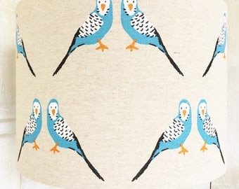 Budgie lampshade, budgerigar lampshade, 15cm 20cm 25cm 30cm 35cm, kitsch decor, bird lampshade, kitsch lampshade, lovebirds, budgie gift
