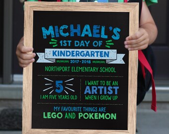 First Day of School Sign - Back to School Sign - First Day of School Poster - First Day of Kindergarten Sign - Chalkboard Sign - Preschool