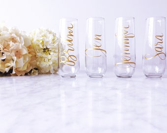 Personalized Champagne Flutes - Bridesmaid Gift - Champagne Flutes - Bridesmaid Champagne Glasses - Bridesmaid Gift -Bachelorette Party Gift