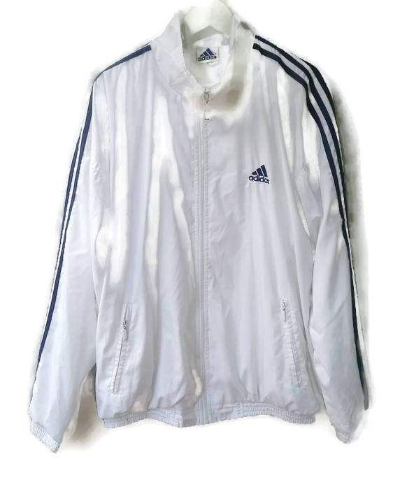 white adidas windbreaker jacket