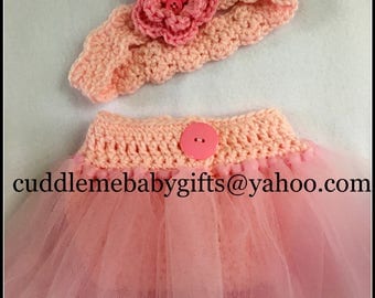 Baby Girl Ballerina Baby Shower Baby Shower decor Baby Shower Gift Baby Girl Tulle Diaper Cover and Headband