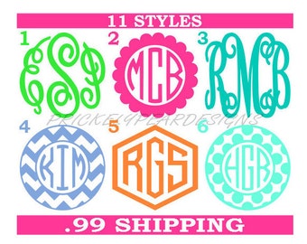 SALE Monogram Sticker Monogram Decal Ozark Monogram Vinyl Monogram Yeti Decal Yeti Cup Monogram Vinyl Decal (MANY SIZE) (Pack of 4 Avail.)