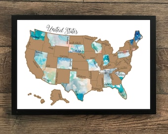 PREORDER- Dreamer Scratch Off Map- United States of America (USA US) Watercolor Scratch Map