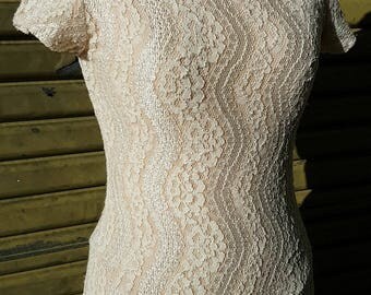 Vintage Boho Creme lace Dress 1960-70's