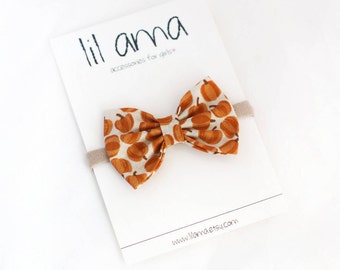 Halloween Hair Bow - Pumpkin Headband - Baby Bow Headband - Halloween Headband - Baby Girl Bow - Nylon Headband - Pumpkin Bow