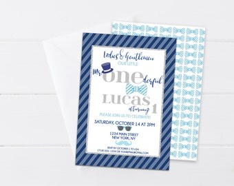 Mr. Onederful Birthday Invitation - Birthday Invite for Boys - Boy First Birthday - Mr Wonderful Invitation - Little Man - Printable Digital