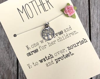 Mom necklace, Family tree necklace, Gift mom, mother necklace, Gift for mom, Mom jewelry, Mom to be gift, Mother daughter, Step mom gift,A78
