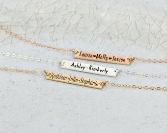 Personalized bar name necklace • Kids name plate necklace •  Gold Layering necklace • Bar necklace • Engraved necklace - Name plate necklace