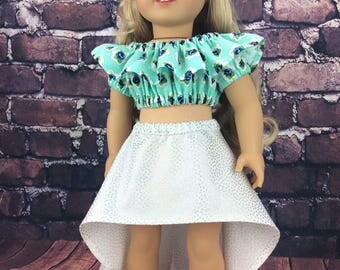 18 inch doll clothes AG doll clothes Blue floral dress made to fit dolls like american girl doll clothes.