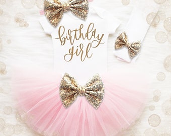 Birthday Girl 1st Birthday Outfit | Pink And Gold 1st Birthday Girl Outfit | First Birthday Shirt | Birthday Tutu Set | First Birthday