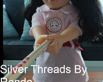 18" Doll Rockford Peaches, League of Their Own Vintage Inspired Costume. Dress with belt, front patch, optional shoes, sock, shorts and hat