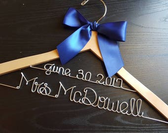 SALE 2 line Bride Hanger / Wedding Hanger, Personalized Hanger, Bridesmaid Bride Gift