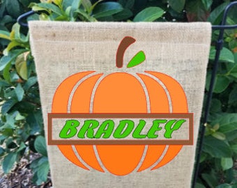 Burlap Pumpkin Garden Flag / Fall Garden Flag / Personalized Garden Flag / burlap garden flag