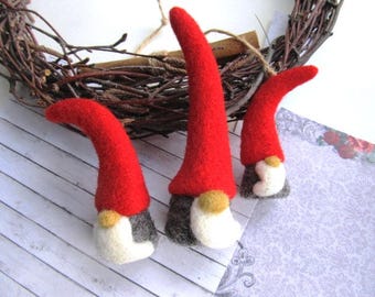 Christmas gift Santa ornament Christmas gnome New year gift Idea gift Fairy forest Home decor Needle felt gnome Winter toy Elf ornament