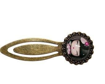 Japanese doll pink, grey and pale pink bookmark