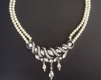 Pearl Choker Art Deco Wedding Necklace Great Gatsby Jewelry