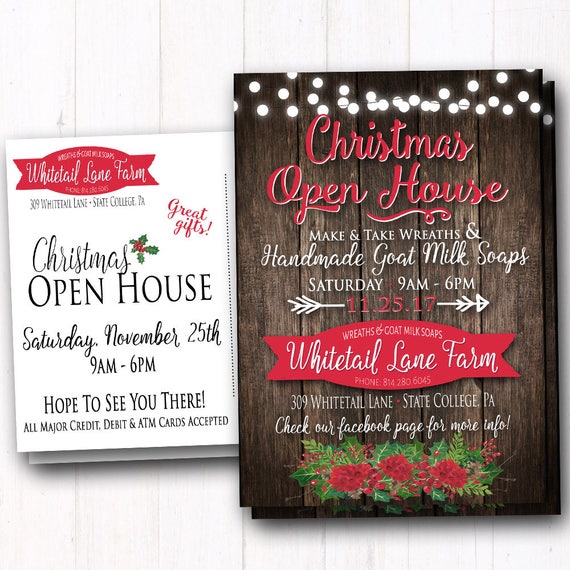 christmas open house postcard rustic country christmas christmas open house postcard rustic country christmas