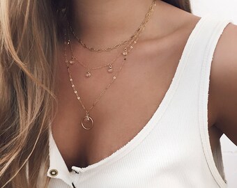 Delicate Necklace, Boho Necklace, 14 KT Gold fill, Statement Necklace, Dainty Necklace, Layering Necklace, Gold Filled Layers