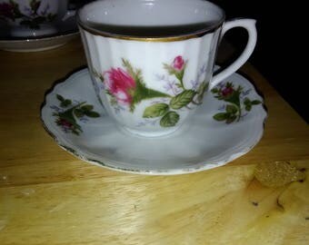 Vintage Tea Cup and Saucer with Pink Flowers