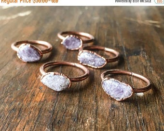 ON SALE Lepidolite Ring | Stone Ring | Electroformed Jewelry | Lilac Ring | Electroform Ring | Lepidolite & Copper Ring | Crystal Ring