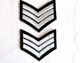 Iron On Cerva Silver Emblem,Braid Military StripeWith aviation tagGrade custom,Iron On Embroidered Patches,Silver Applique,Silver Army Patch