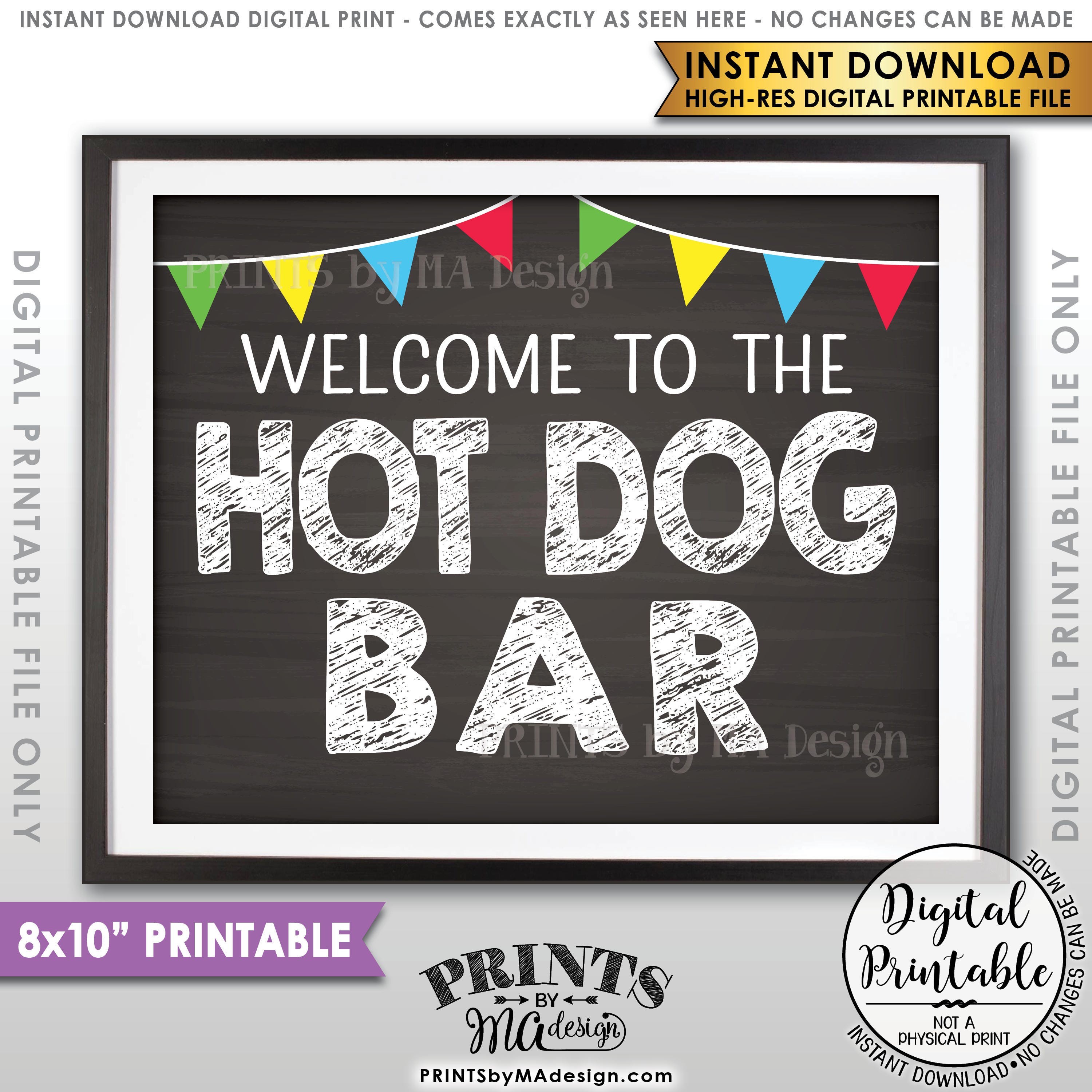 Hot Dog Bar Sign, Build Your Own Hot Dog Sign, Burgers & Hot Dogs