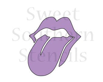 Lips with Tongue Cookie Stencil