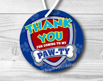 Paw Patrol Favor Tag Printable INSTANT DOWNLOAD - Paw Patrol Printable 2.5 inch Favor Tags - Favor Tag - Paw Patrol Party - Paw Patrol Tag