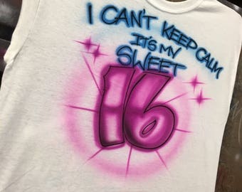 sweet 16 airbrush shirts